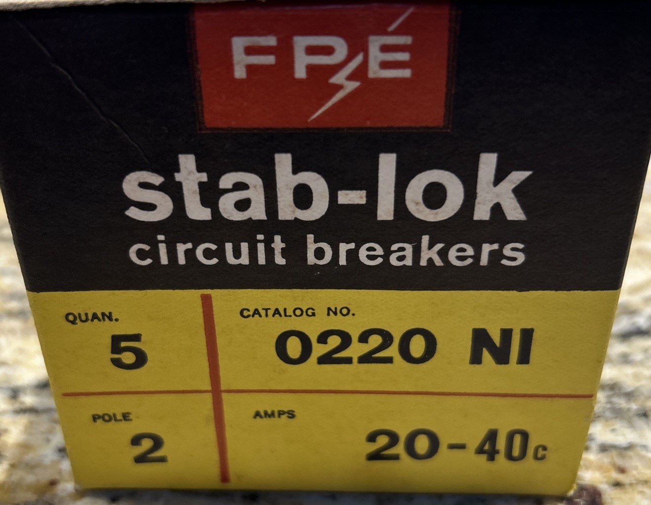 (4)- FPE Federal Pacific 20A 2 Pole NC220 Stab-Lok Breaker THIN NC NEW ORIG BOX