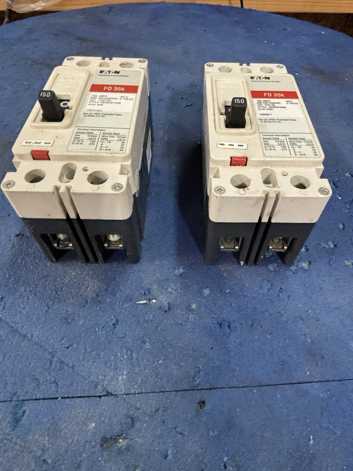 Eaton FD2150 2 pole 150 amp Circuit Breaker 240-600vac MFG Date 2023