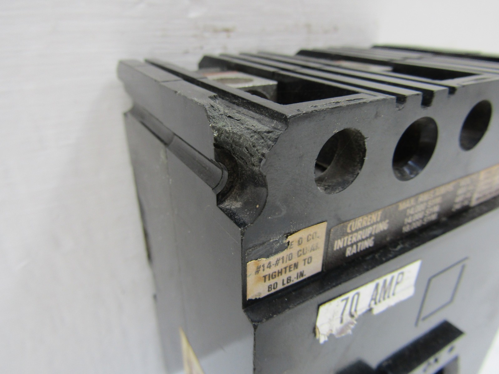 Square D FAL-36070 70 Amp 600V 3-Pole Circuit Breaker 70A 600 VAC Chipped