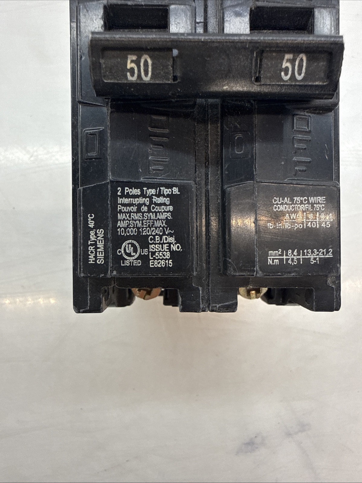 1 BREAKER NEW B250 SIEMENS BREAKER 2 POLE 50 AMP 240V BL250