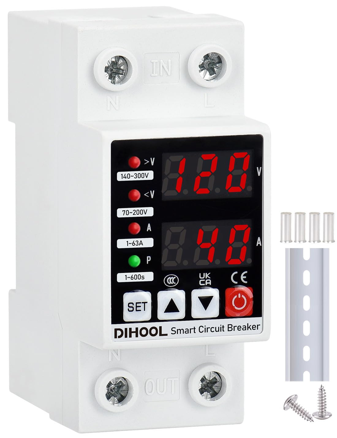 Adjustable Voltage Protector 110V 220V, Low/High Voltage Cutoff and Overcurrent