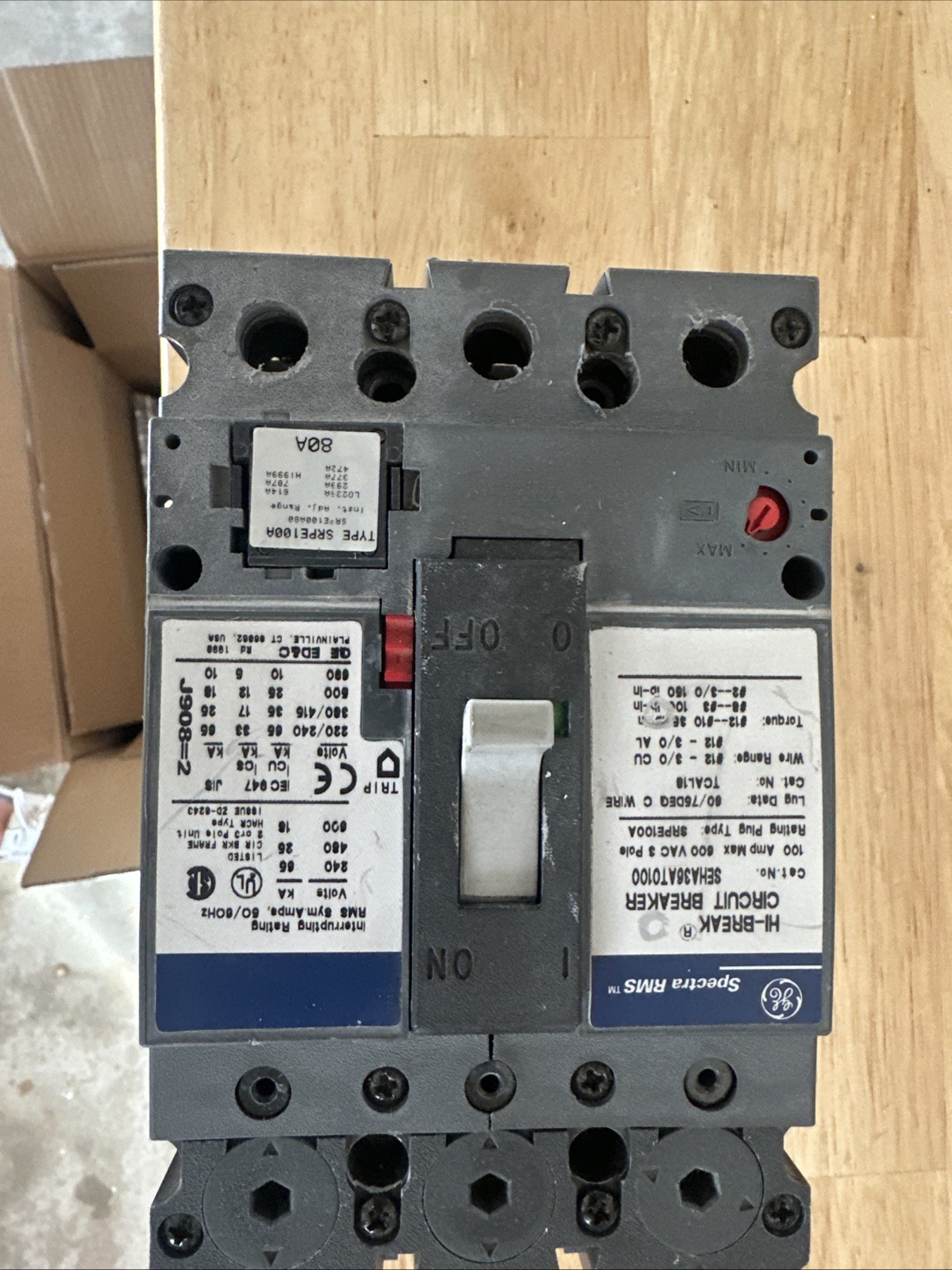 GE Spectra RMS 100Amp 3 Pole Circuit Breaker (SEHA36AT0100)