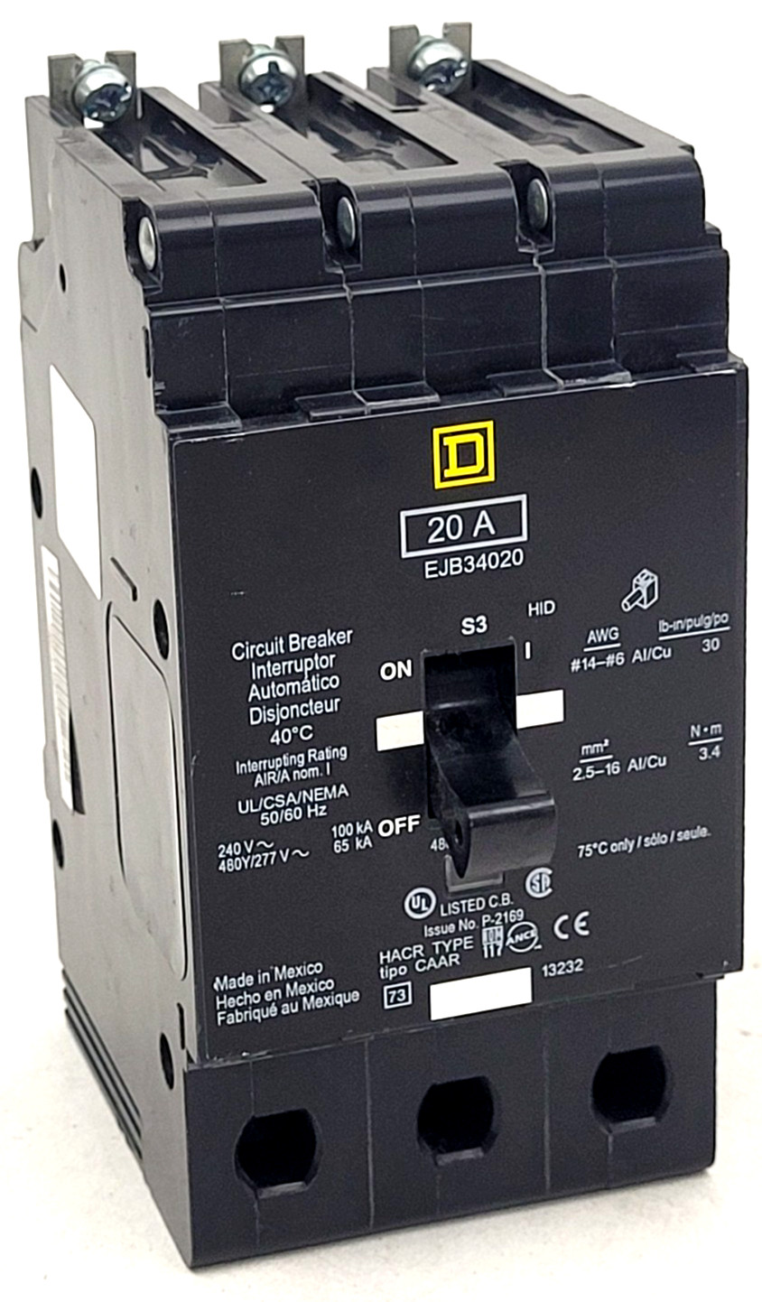 EJB34020 Square D 20 Amp 480 Volt Circuit Breaker – Next Day Option – New