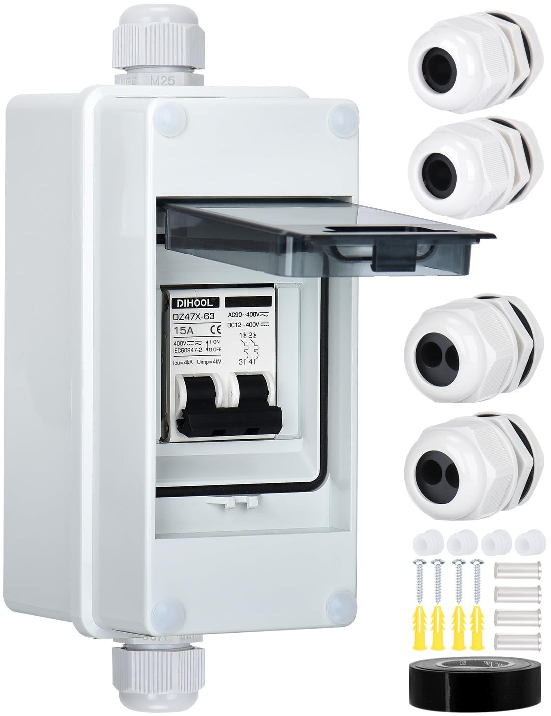 PV Disconnect Switch 15 Amp Solar Isolator Circuit Breaker Box 400V DC