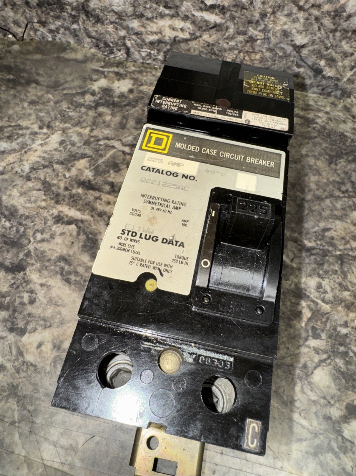 NEW Q221225AC Square D I-Line Bolt On Circuit Breaker 240V 225A 2pole