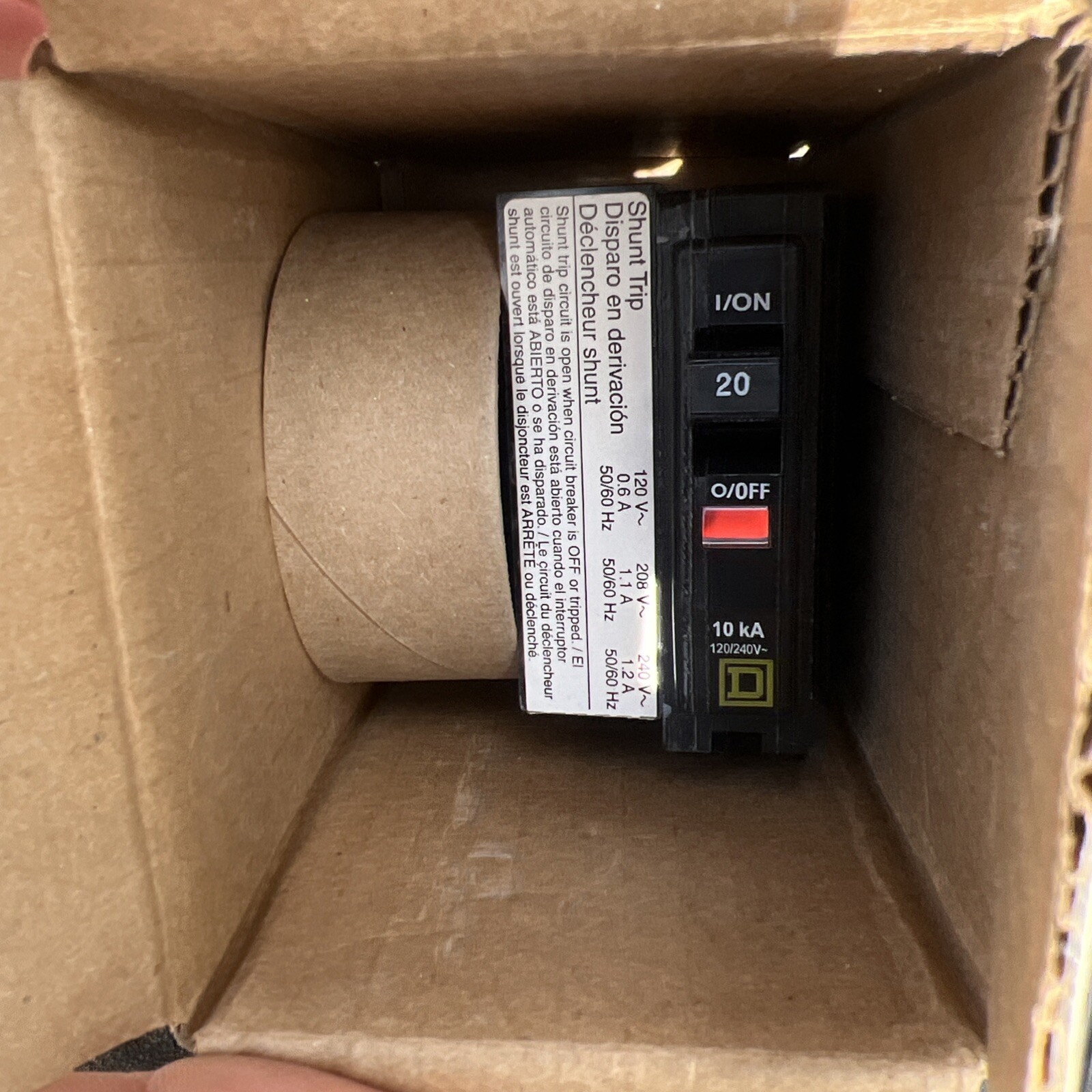 Square D QO1201021 Miniature Circuit Breaker – 20 A, 1 Pole, 120/240 VAC
