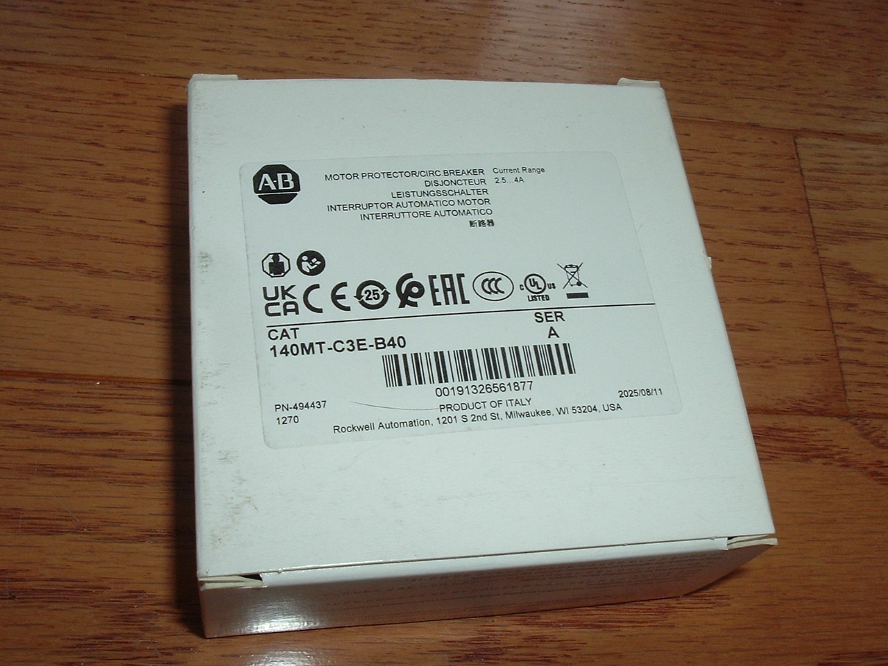 AB 140MT-C3E-B40 494437 Motor Protector/Circuit Breaker 600V, 2.5-4A 140MTC3EB40