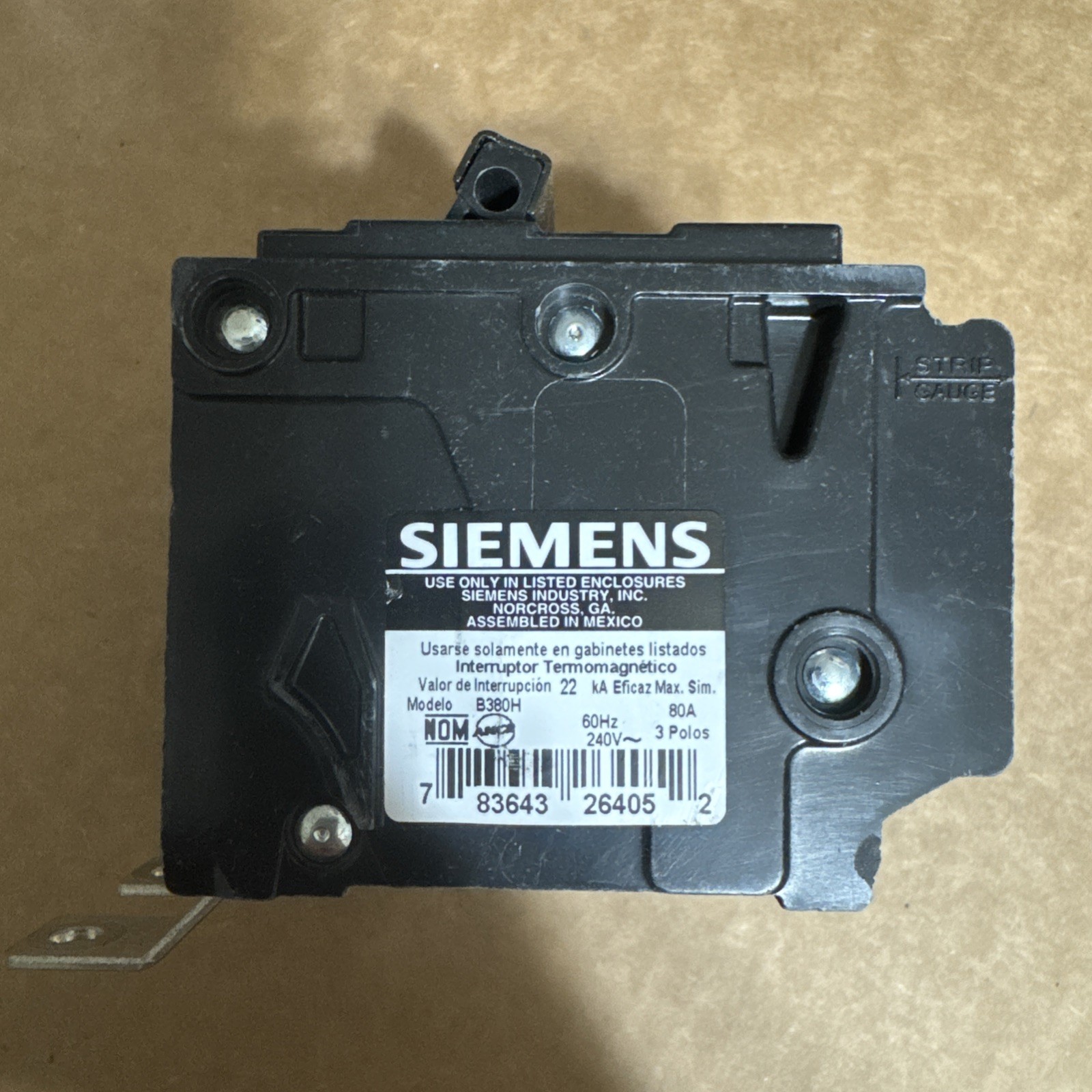 Siemens B380H 80 Amp 3 Pole 240V Bolt On Circuit Breaker CLEANED+WORKING (A)