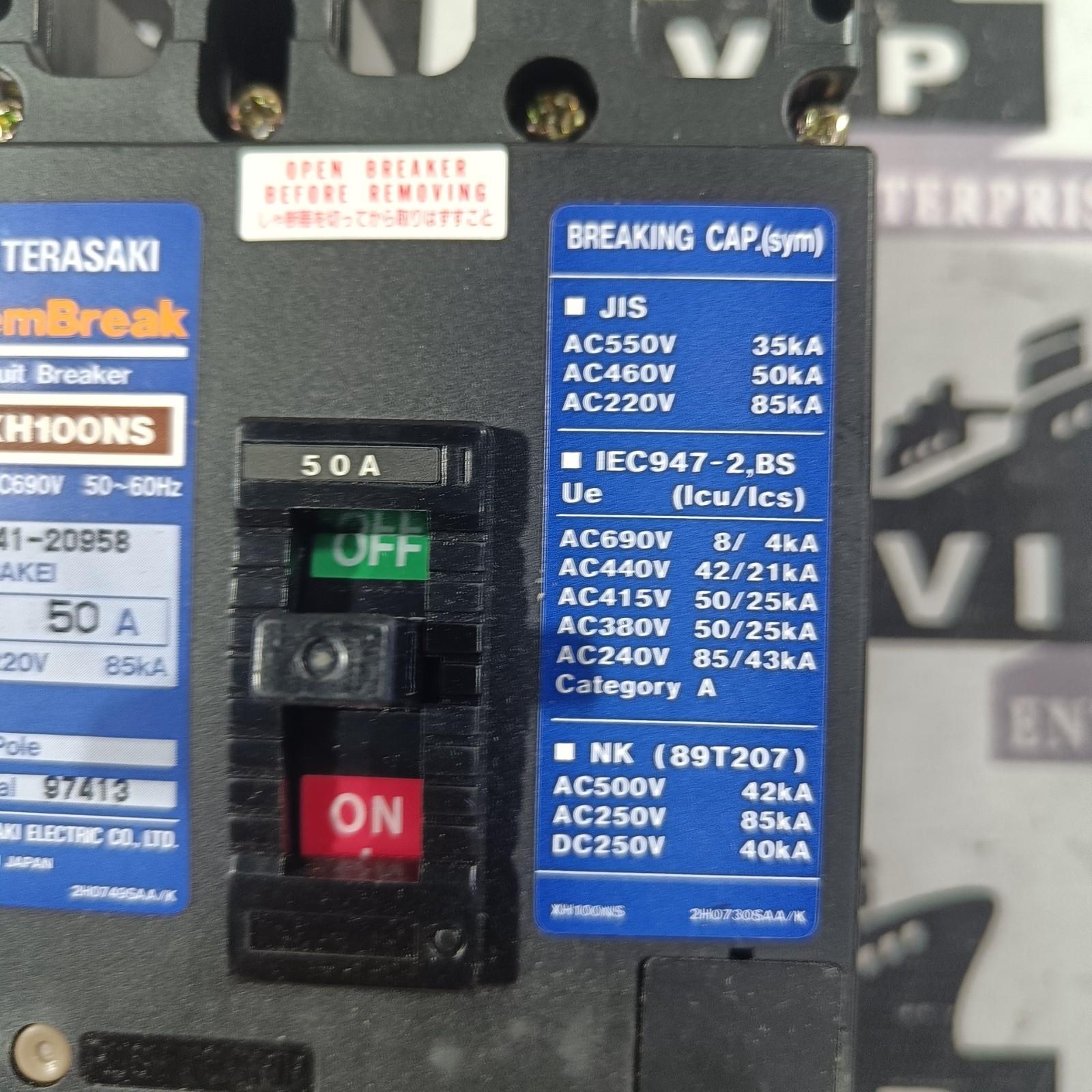 TERASAKI XH100NS CIRCUIT BREAKER 50A FREE FAST SHIPPING