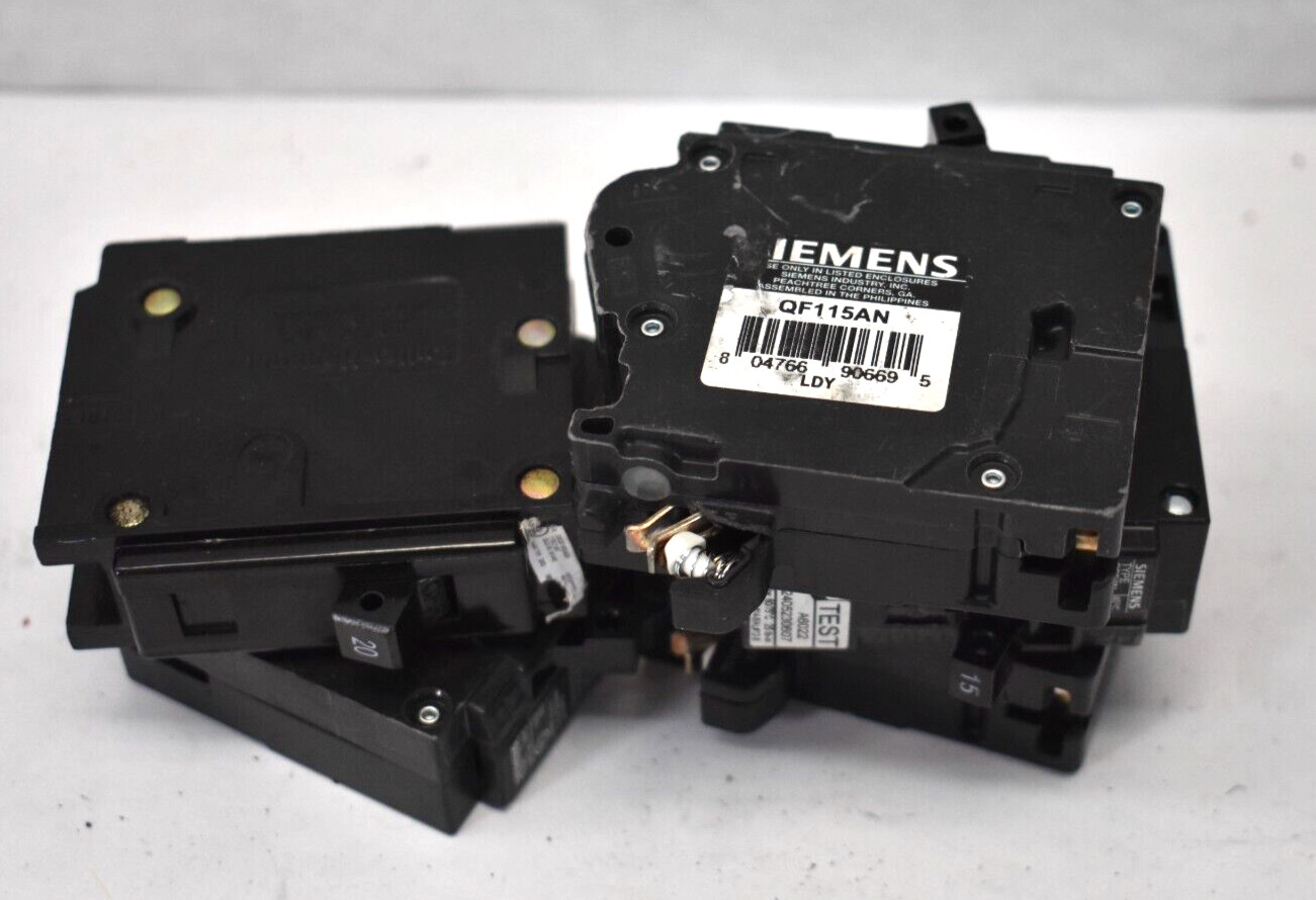 Lot of 5 Siemens GFCI Circuit Breaker Device Class A Test QF115AN QPF2N