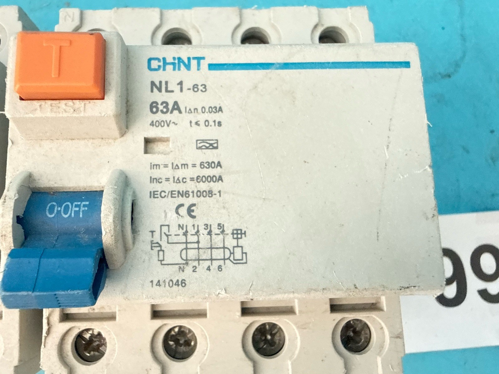 Lot of 2 CHNT NL1-63 RCCB RCD Circuit Breaker 4 Pole 40A & 63A 30mA 400V