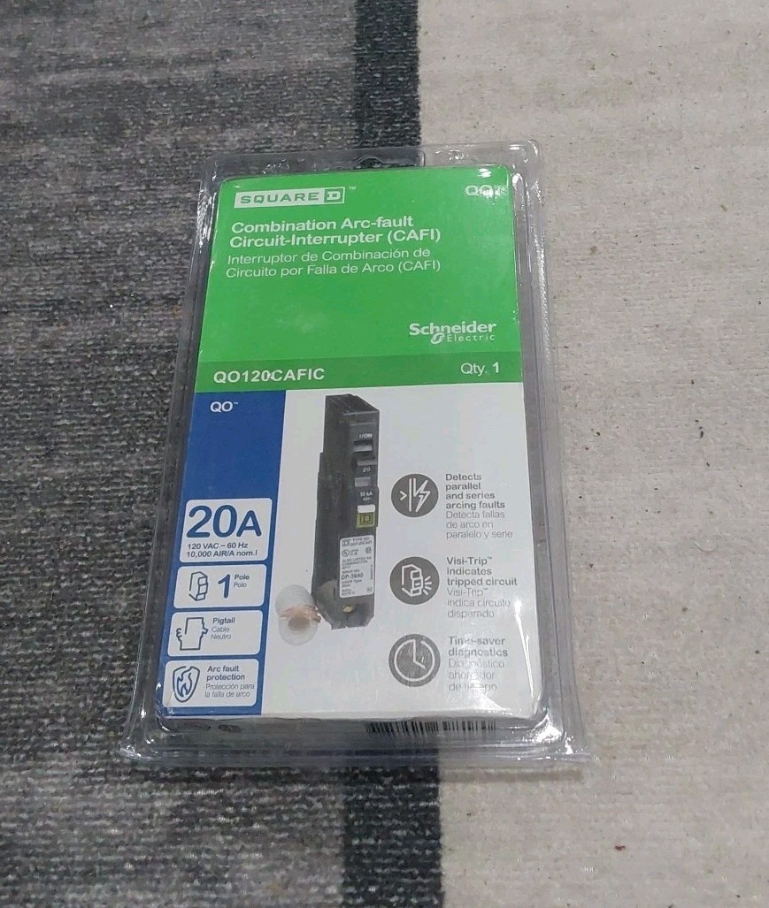 Square D QO 20 Amp Single-Pole Combination Arc Fault Circuit Breaker QO120CAFIC