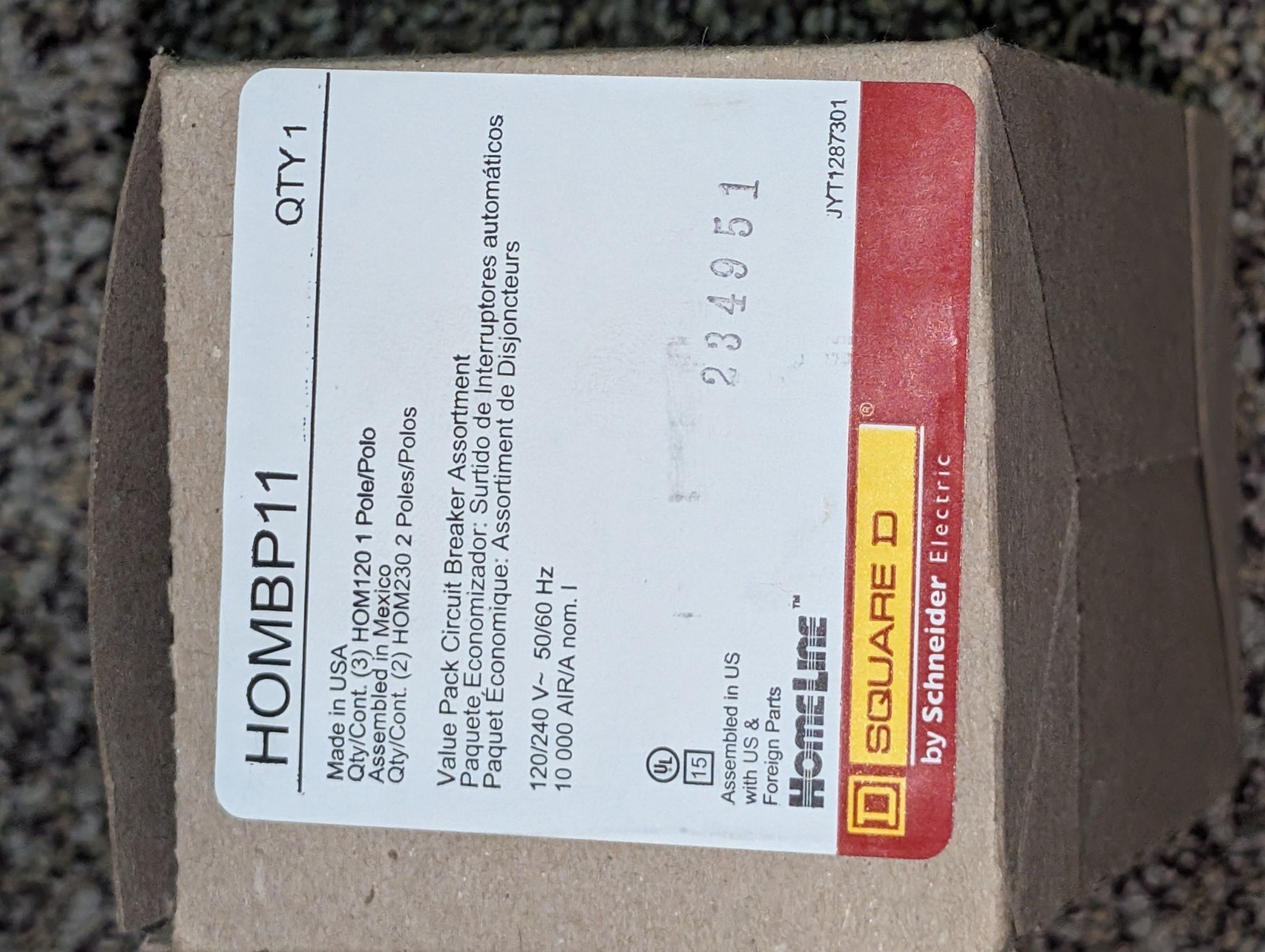 Square D HOMT2020 Homeline 20 amp 1 Pole Tandem Circuit Breaker