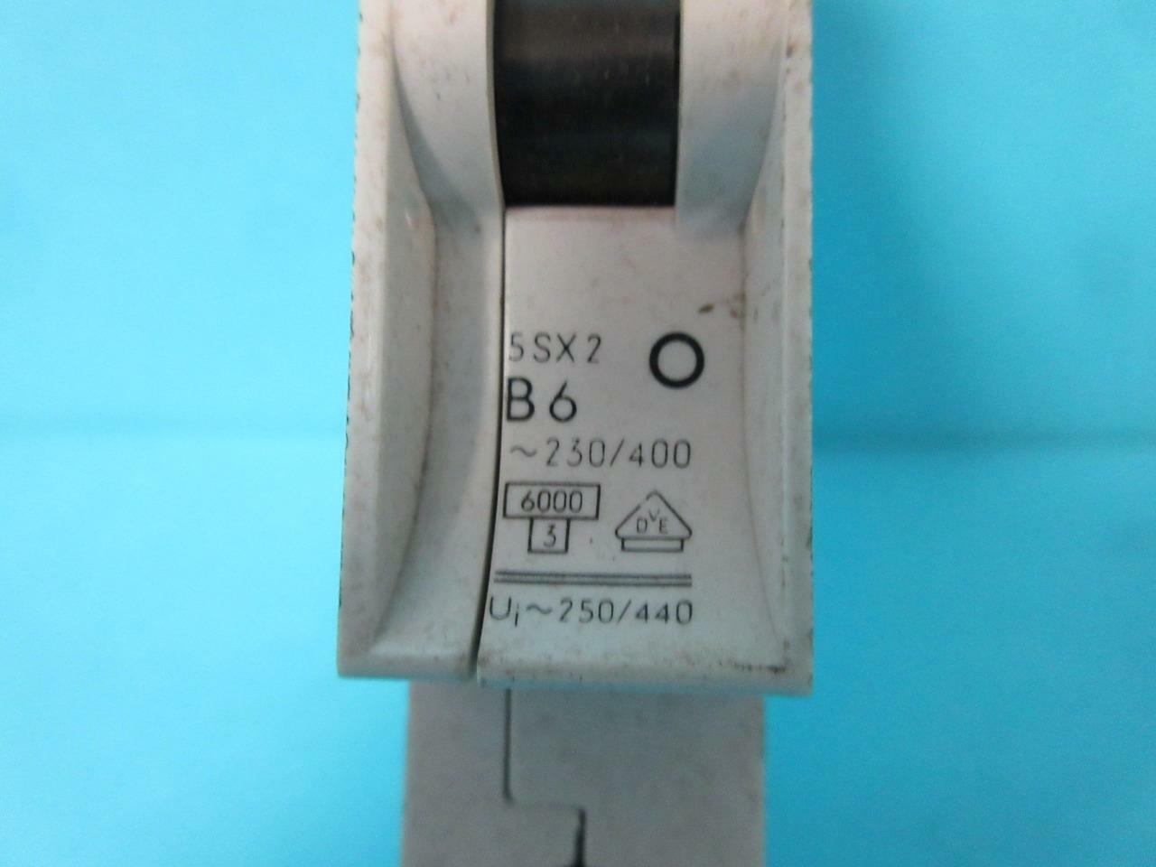 LOT OF 5 SIEMENS 5SX2 B6 230-400V 277V AC 1-POLE CIRCUIT BREAKER Ui~250/440