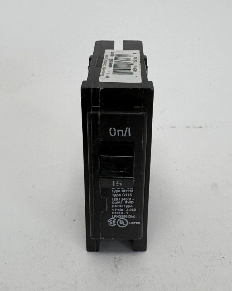 Eaton BR115 Type C115 1 Pole 15A 120/240v Thermal Magnetic Circuit Breaker