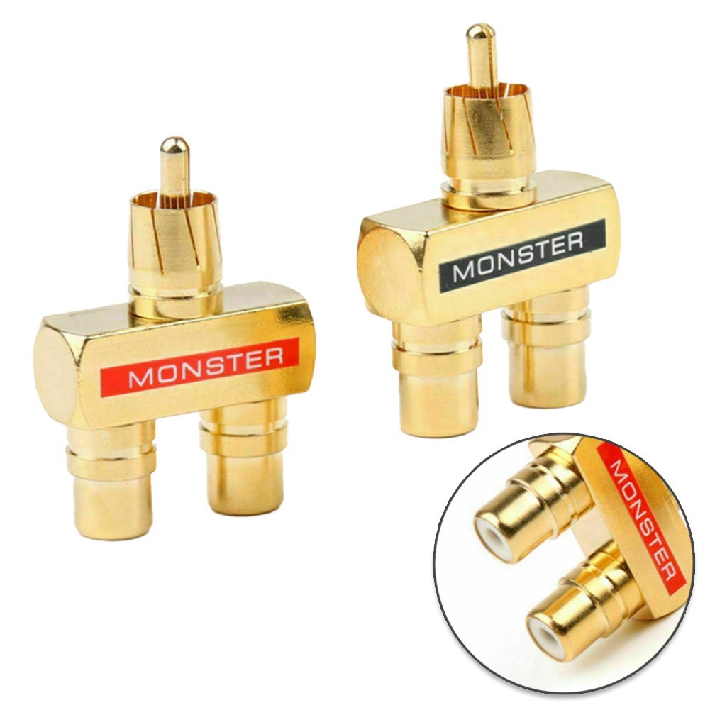 Y Splitter Adapter Copper Gold Plated Metal Parts 2pcs Accessory Audio