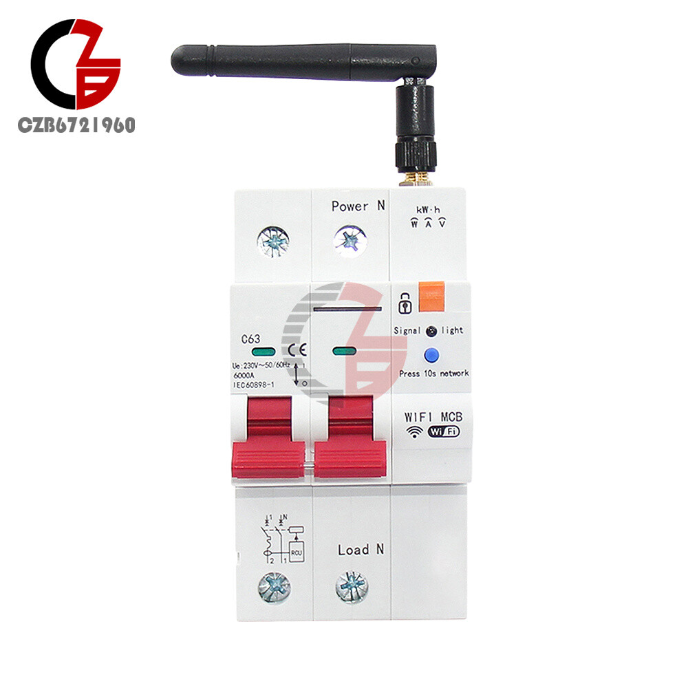 Tuya WIFI/Zigbee AC Smart Circuit Breaker Metering Remote Control On-Off Breaker