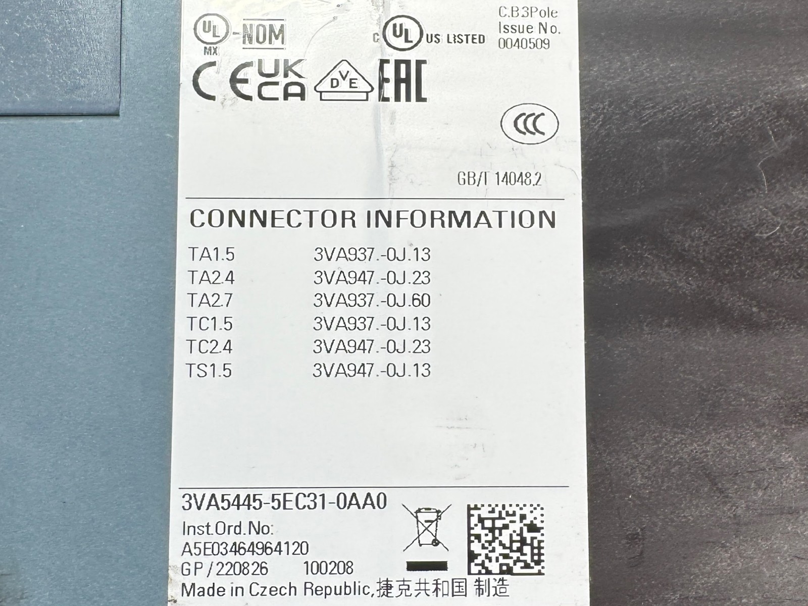 🚀 Siemens 3VA5445-5EC31-0AA0 Circuit Breaker 450A 3-Pole 800V MCCB UL Frame 600