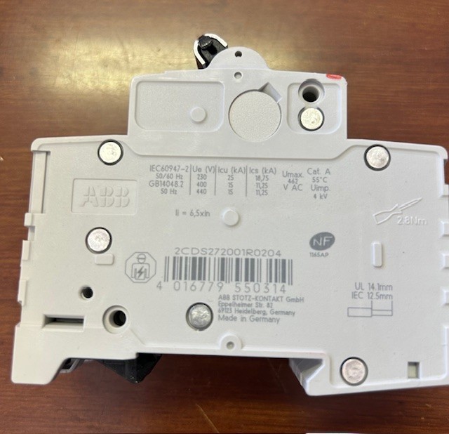 ABB S202M-C20 2P 20A MINIATURE CIRCUIT BREAKER