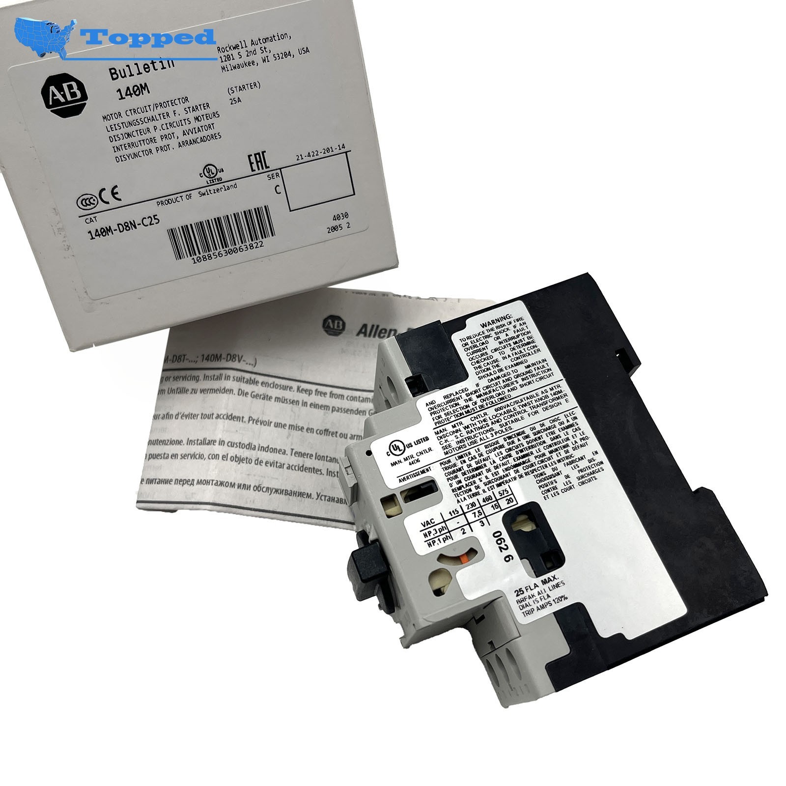 140M-D8N-C25 Motor Protector 25A Starter for Allen Bradley