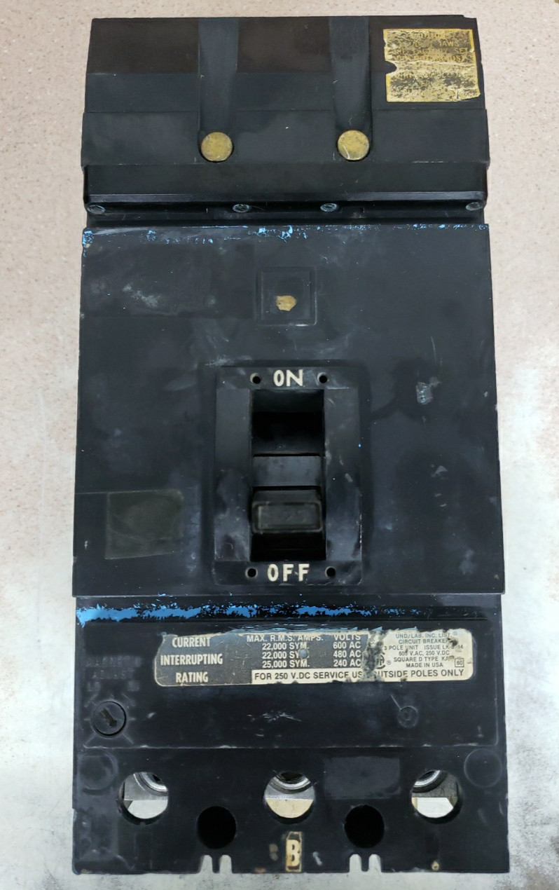 SQUARE D 125 AMP CIRCUIT BREAKER 3 POLE 600 VAC KA36125