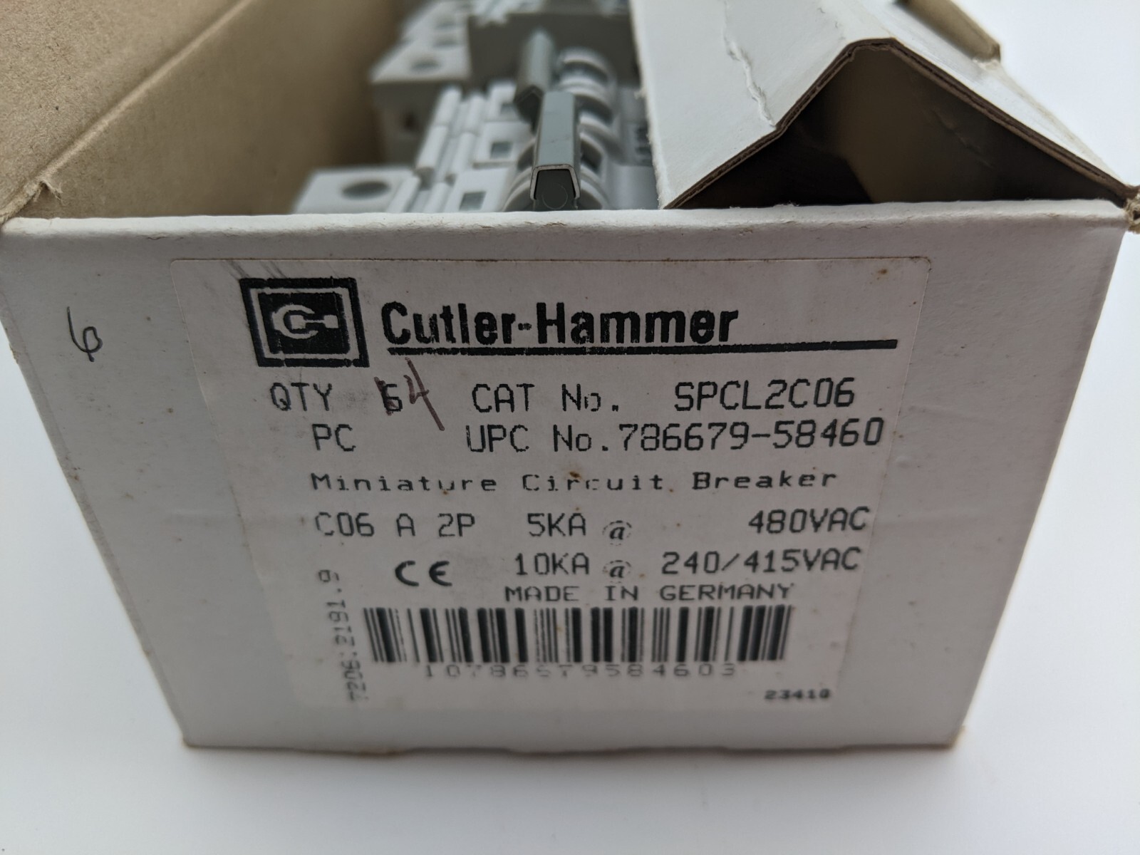 Cutler Hammer SPCL2C06 Miniature Circuit Breaker 6 Amp 2 Pole 240 415 480 VAC