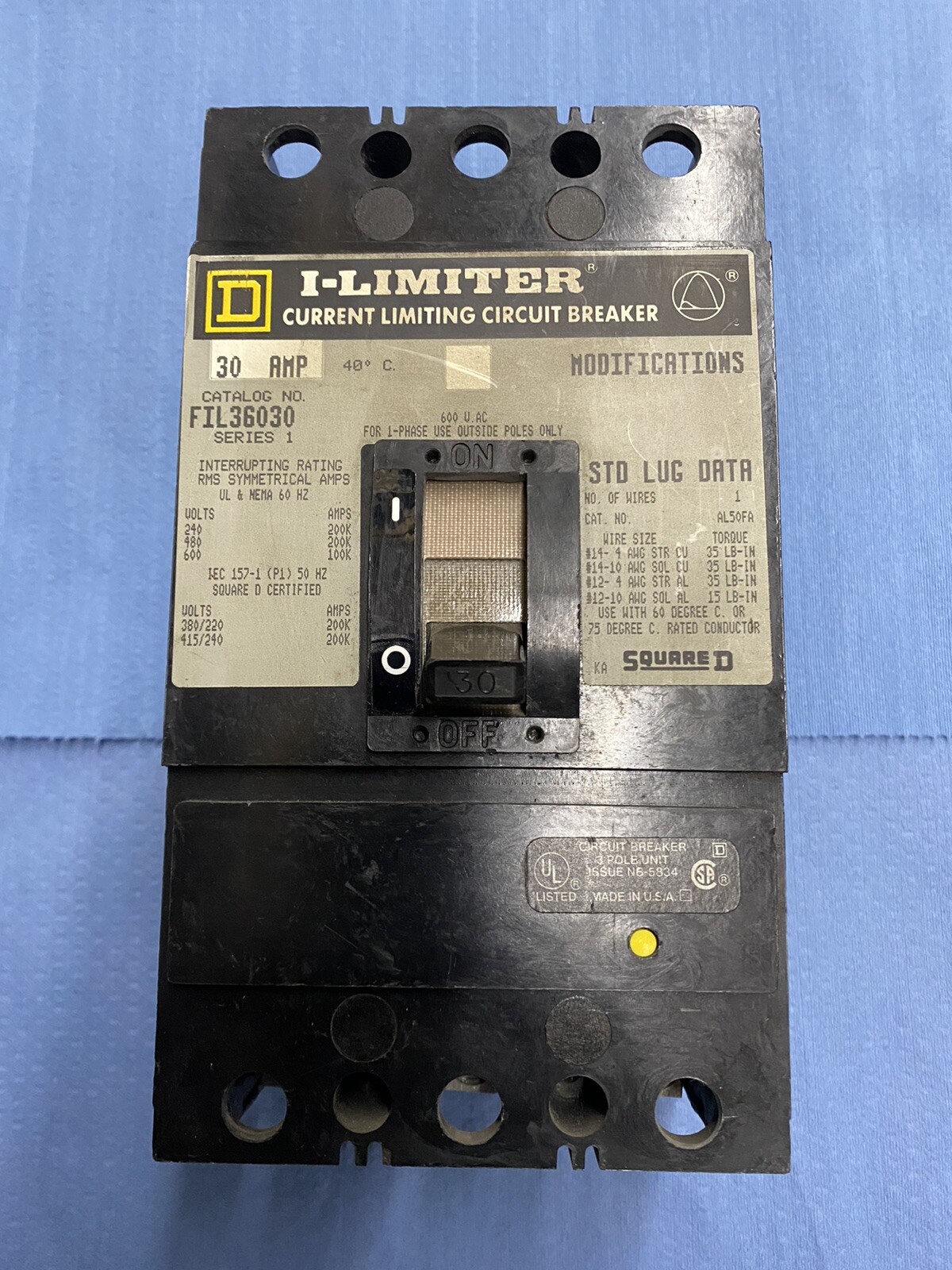 Square D Schneider FIL 30A I-Limiter FIL36030 480V 600V Breaker *Guaranteed*