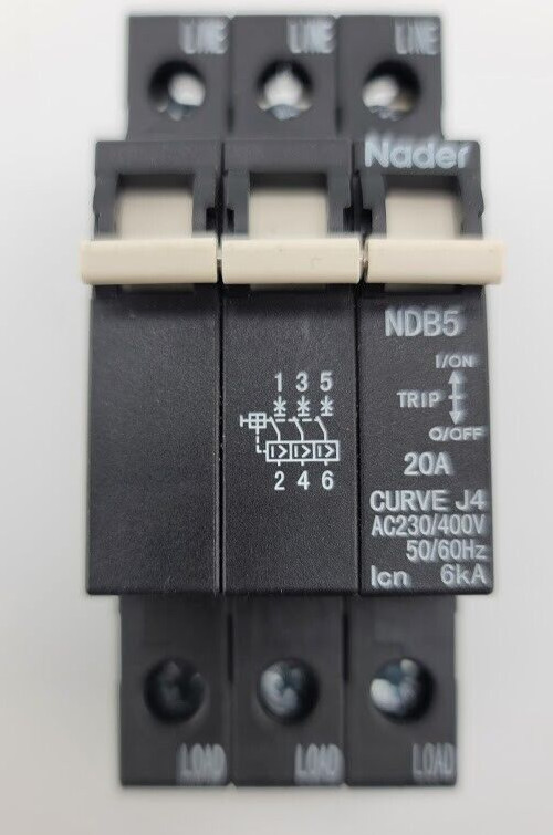 NADER ND85 J4 20A Circuit Breaker 3 Pole DIN Mount NDB5J4 230/400V – Free Ship!