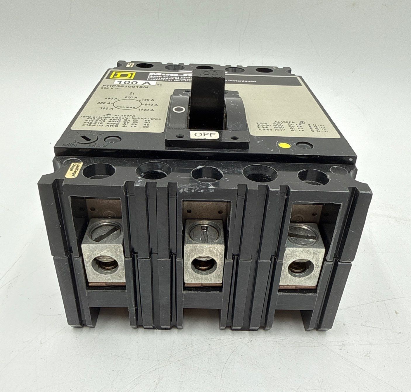 Square D FHP3610018M Motor Circuit Protector Breaker 100A 600V 3P 100 Amp 3 Pole