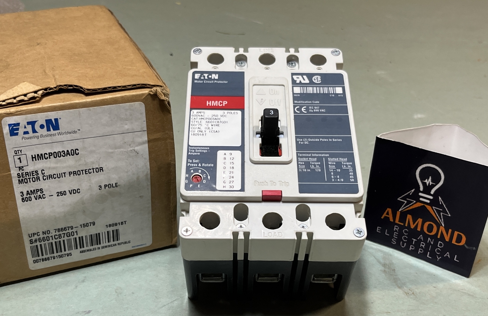 *NEW Eaton Cutler-Hammer HMCPS003A0C Circuit Breaker Motor Protector 3P 3A 600V