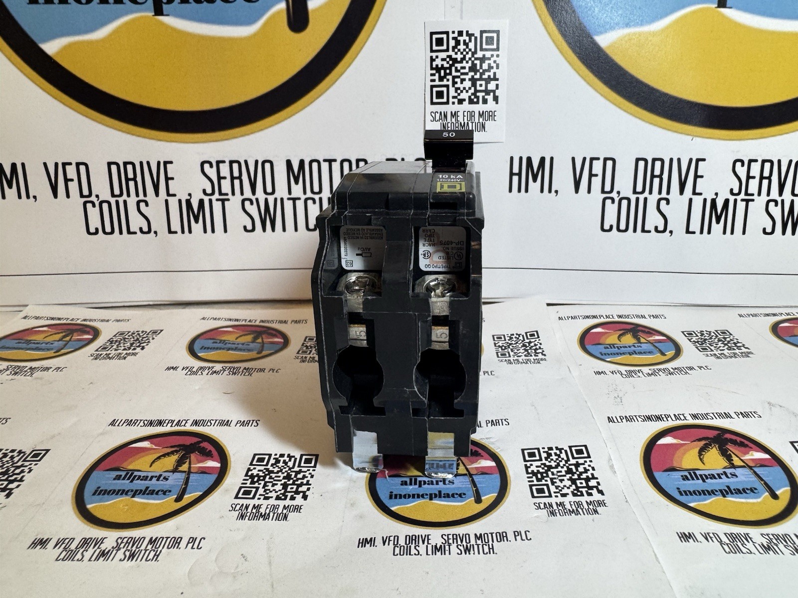 Square D 2-Pole Standard Trip Indoor Circuit Breaker 50A 120/240V, 1.48 W x 3.5