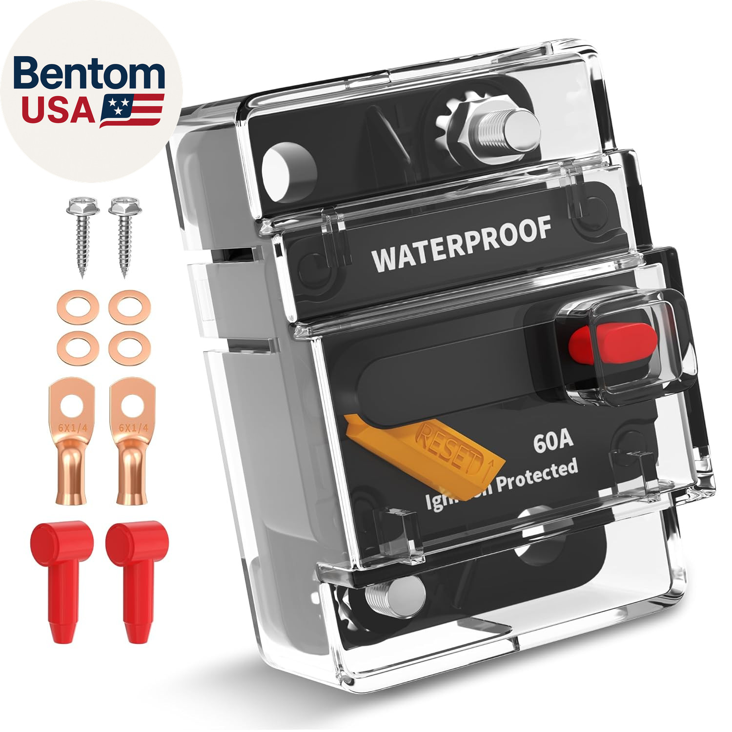 60 Amp Circuit Breaker with Manual Reset Switch, Waterproof DC 12V-48V Inline Fu