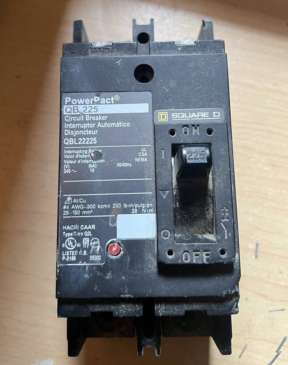 Square D QBL22225 225A 240V 2 Pole PowerPact Circuit Breaker Nice Good Shape
