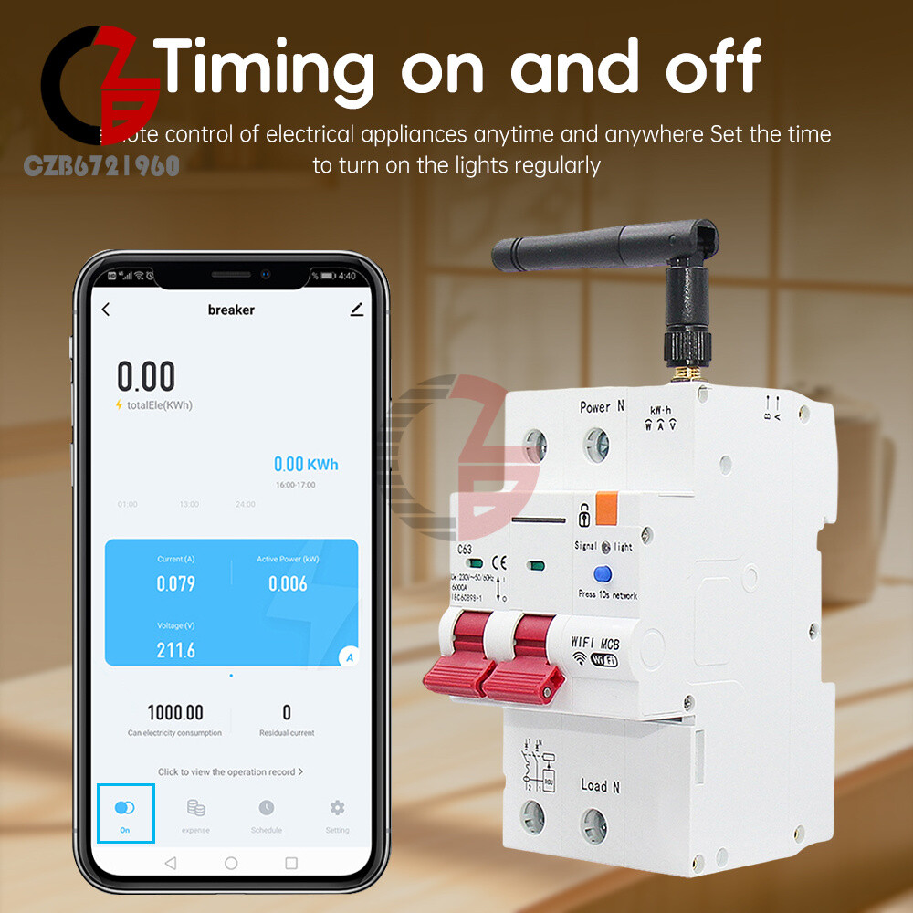 Tuya WIFI/Zigbee AC Smart Circuit Breaker Metering Remote Control On-Off Breaker