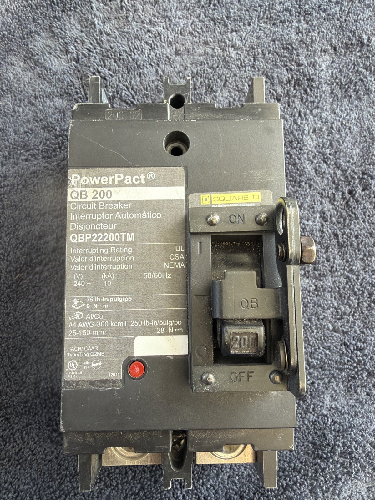 Square D Power Pact QB200 QBP22200TM 200 Amp 2 Pole Circuit Breaker New