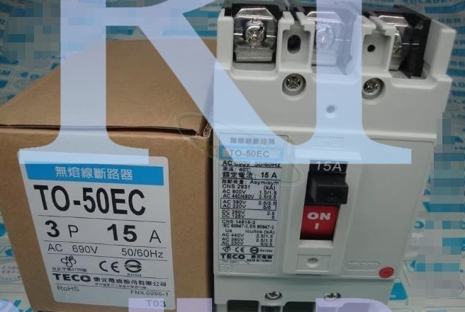 1PCS TECO TO-50EC 3P 15A Fusion-free circuit breaker New