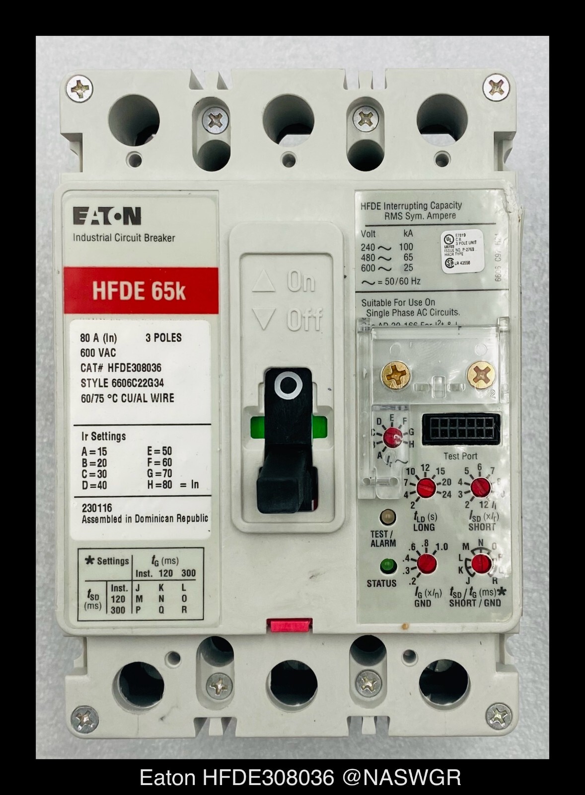 Eaton HFDE308036 Molded Case Circuit Breaker ~ 80 Amp – Unused/Warranty