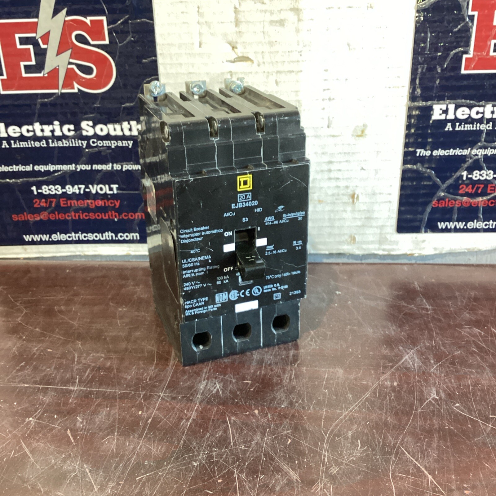 Squared Circuit Breaker EJB34020 20 Amp 480 Volt 3 Pole
