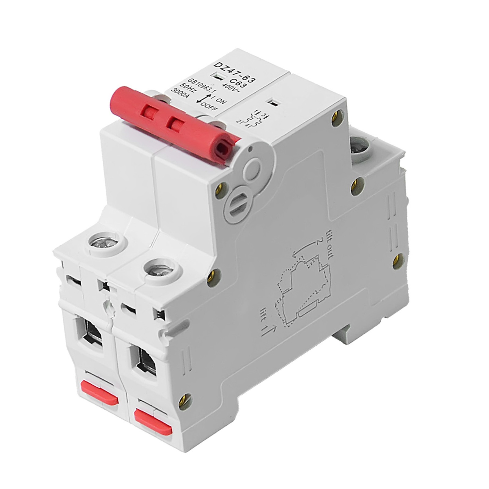 2P AC MCB Mini Circuit Breaker 4.5kA 6/10/16/25/32/40/50/63A/80A/125A 110/120V