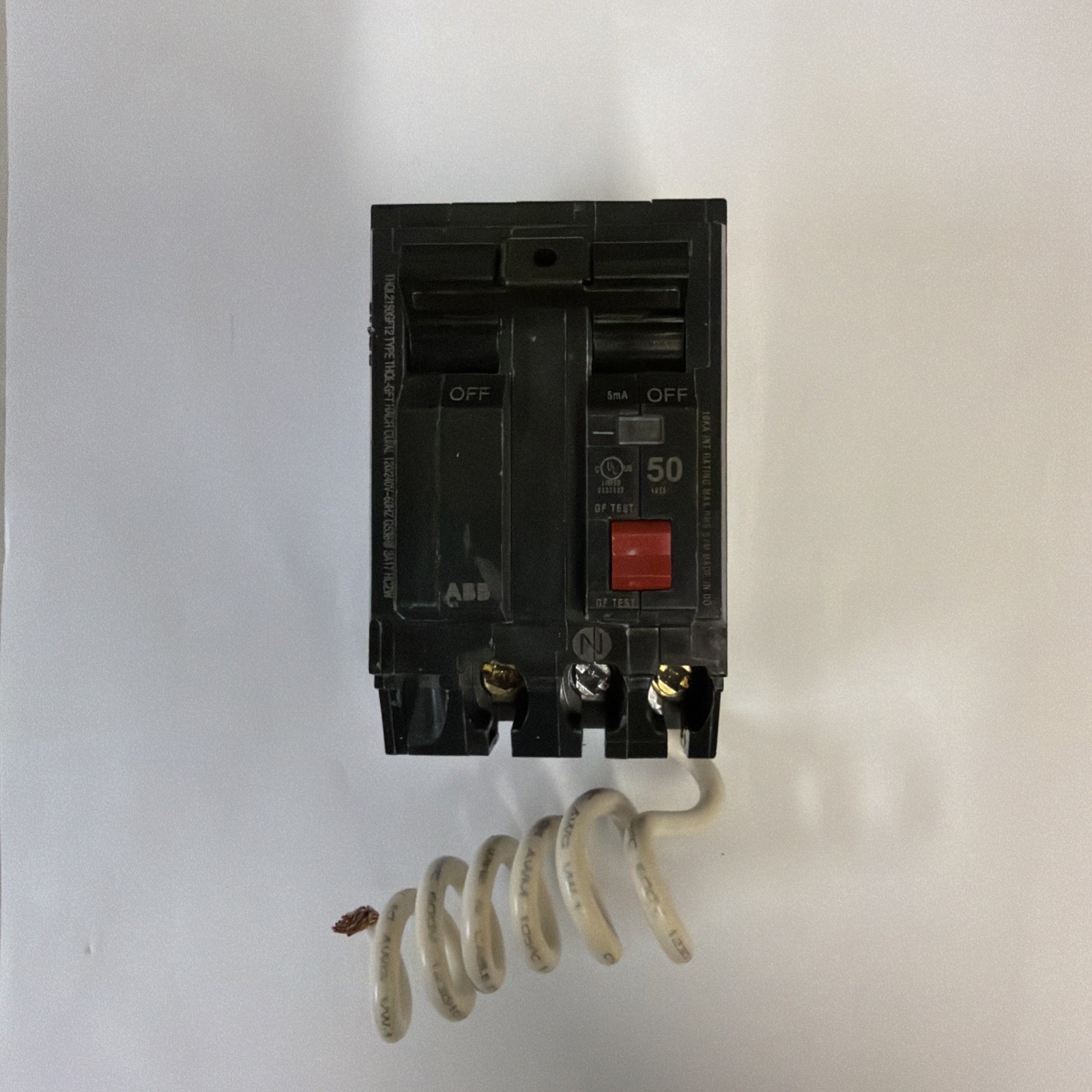 GE 50 Amp 240-Volts Double Pole Ground Fault Breaker with Self-Test Open/No Box