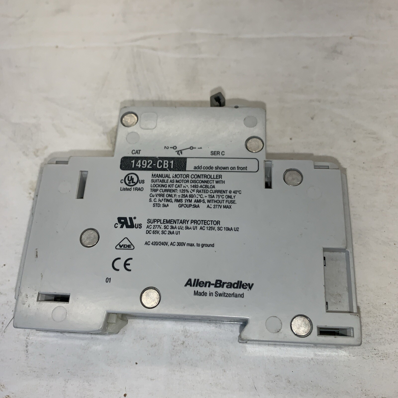 Allen Bradley 1 Pole 30 Amp Breaker Series C