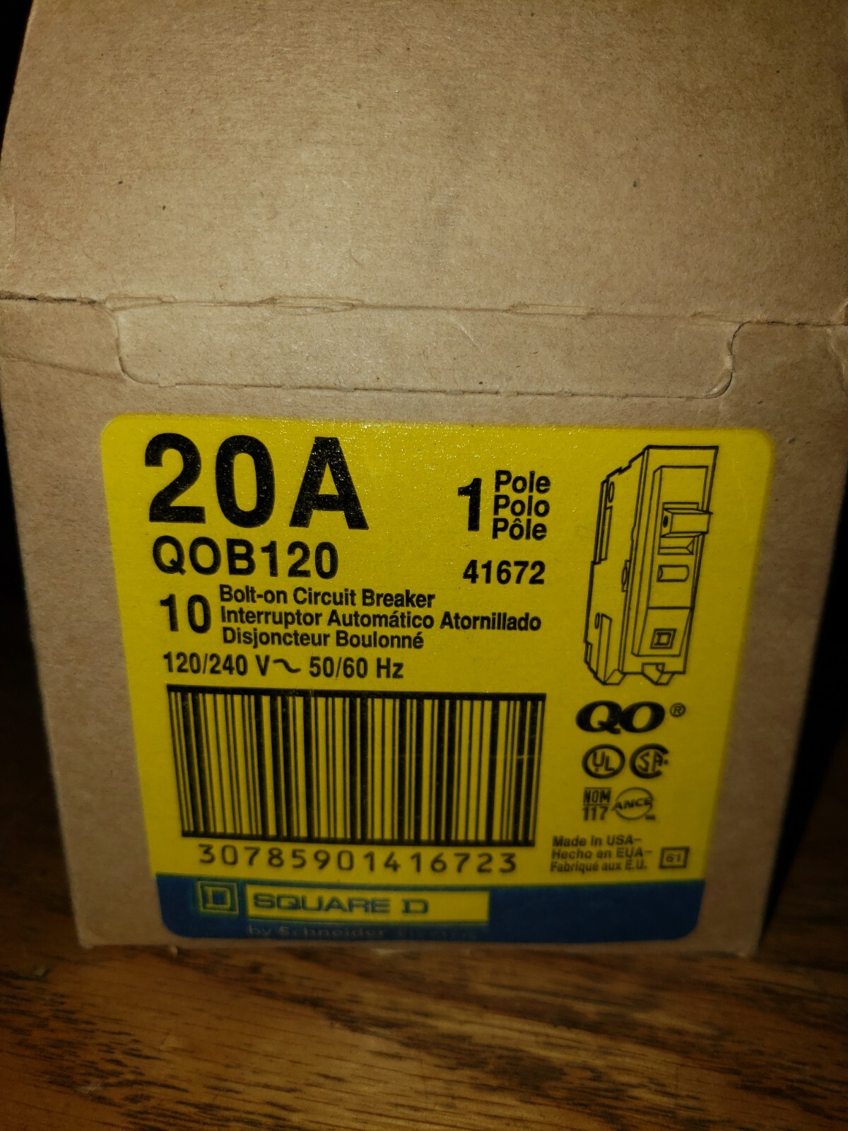 SQUARE D QOB120 1 POLE BOLT-ON CIRCUIT BREAKER (BRAND NEW) (LOT OF 5)