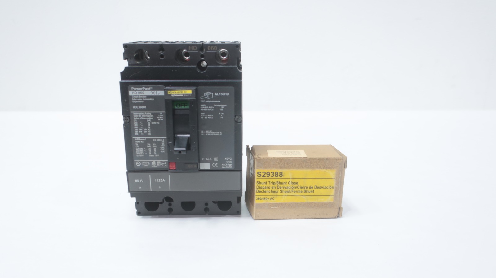 Square D HDL36060 Powerpact Molded Case Circuit Breaker 240/480/600v-ac 3p 60a