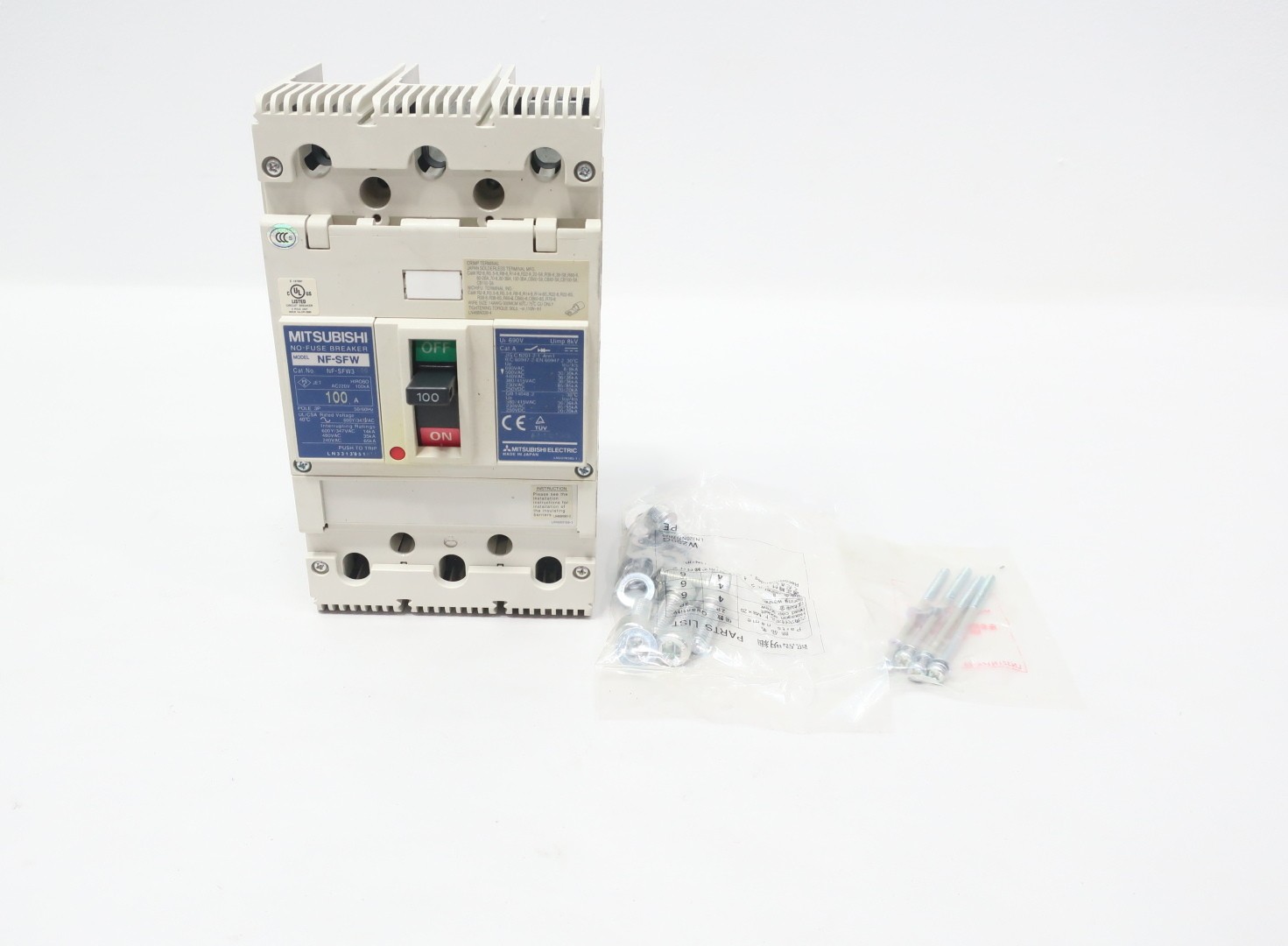 Mitsubishi NF-SFW3100 Molded Case Circuit Breaker 100a 600v-ac 3p