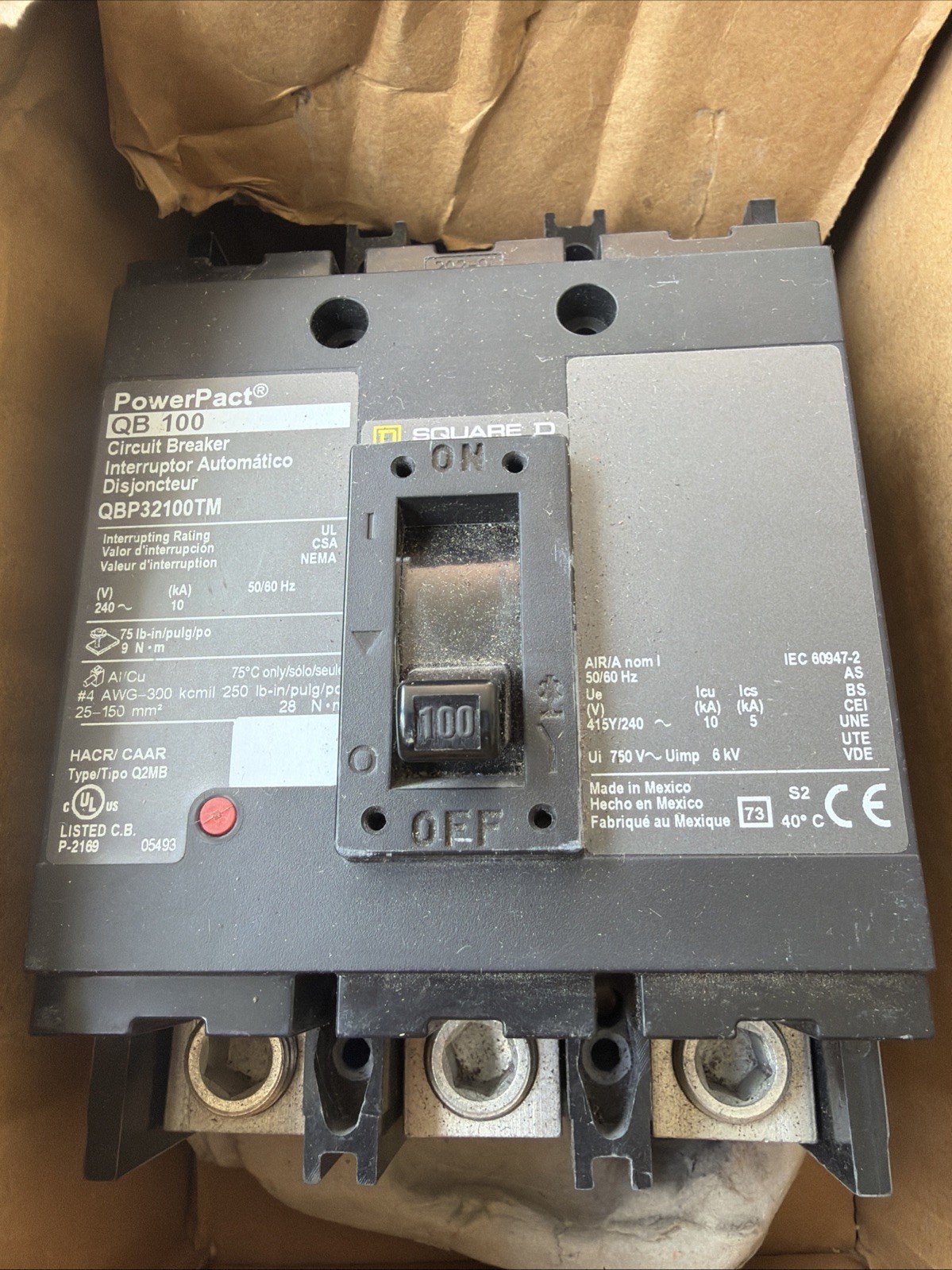 Square D QBP32100TM Circuit Breaker for 3P 100A 240V
