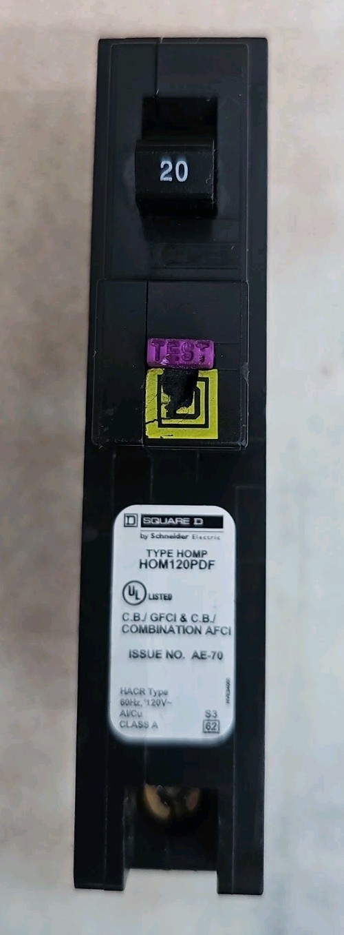 Square D HOM120PDF 120V 20A Single-Pole Circuit Breaker Chipped