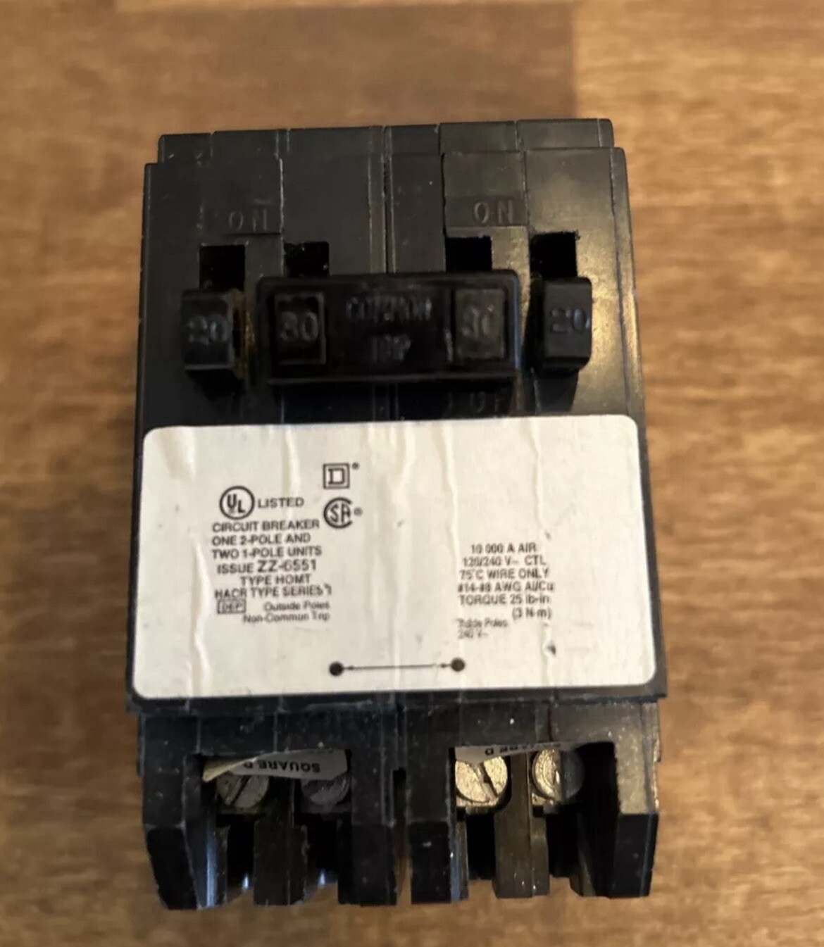 Square D Homeline HOMT2020230CP Quad Two 1 Pole 20 Amp 1 2P 30A Breaker New
