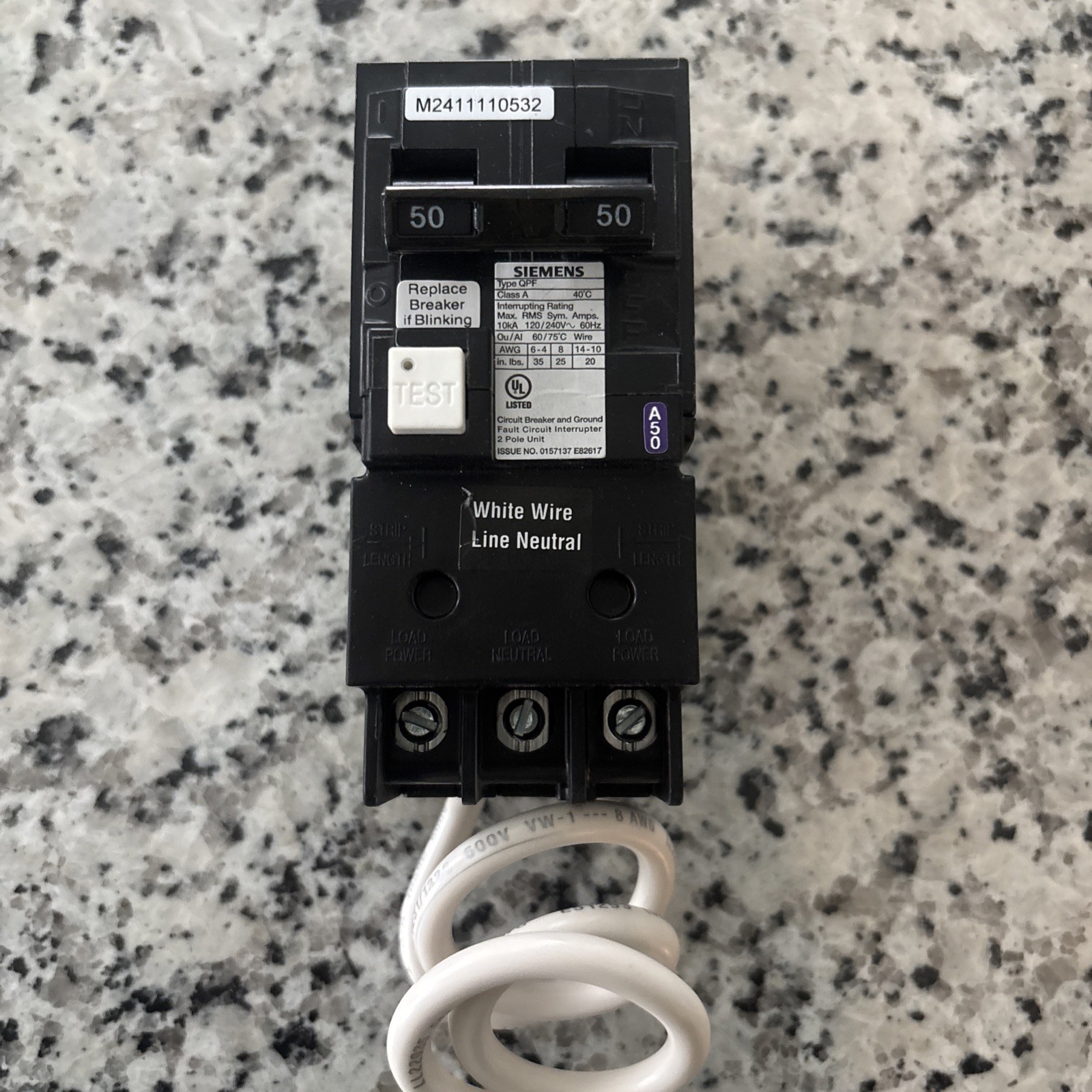 Siemens QF250A Breaker Ground Fault Circuit Interrupter 50 Amp 2 Pole 240 Volt