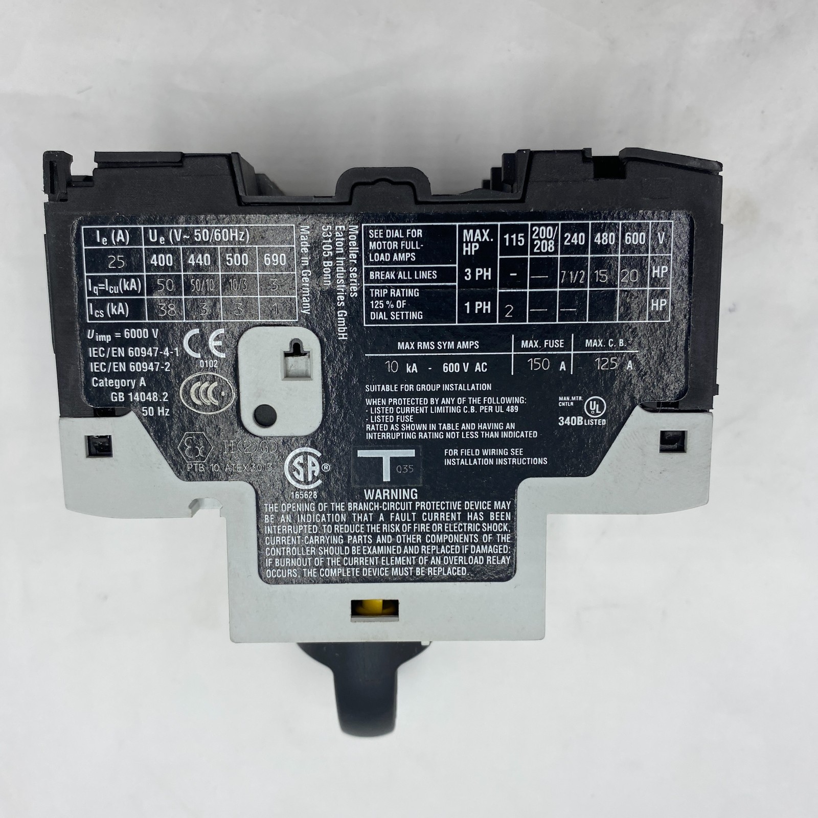 Eaton PKZM0-25/AK Motor Protector Circuit Breaker XTPR025BC1 25A