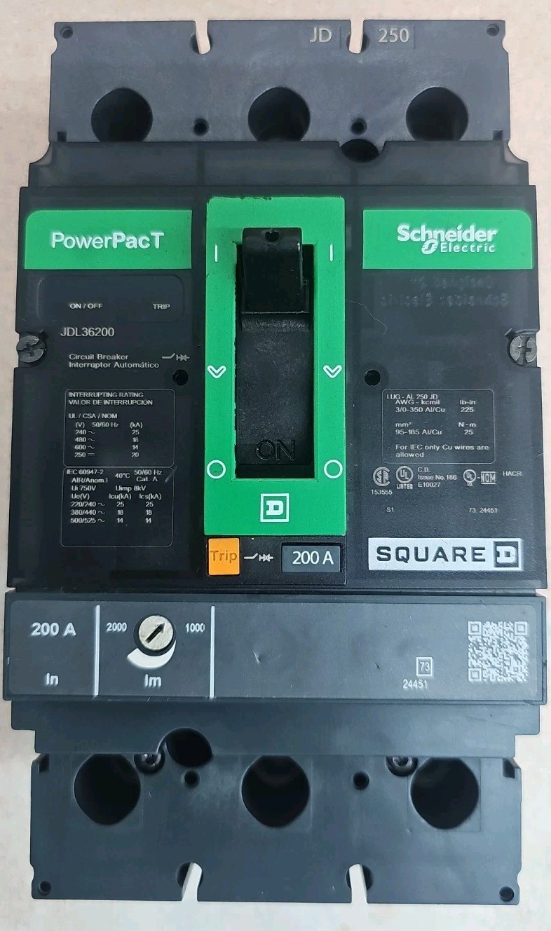 Square D – JDL36200 – 200A, 3-Pole, 600Vac Circuit Breaker NEW TAKE OUT